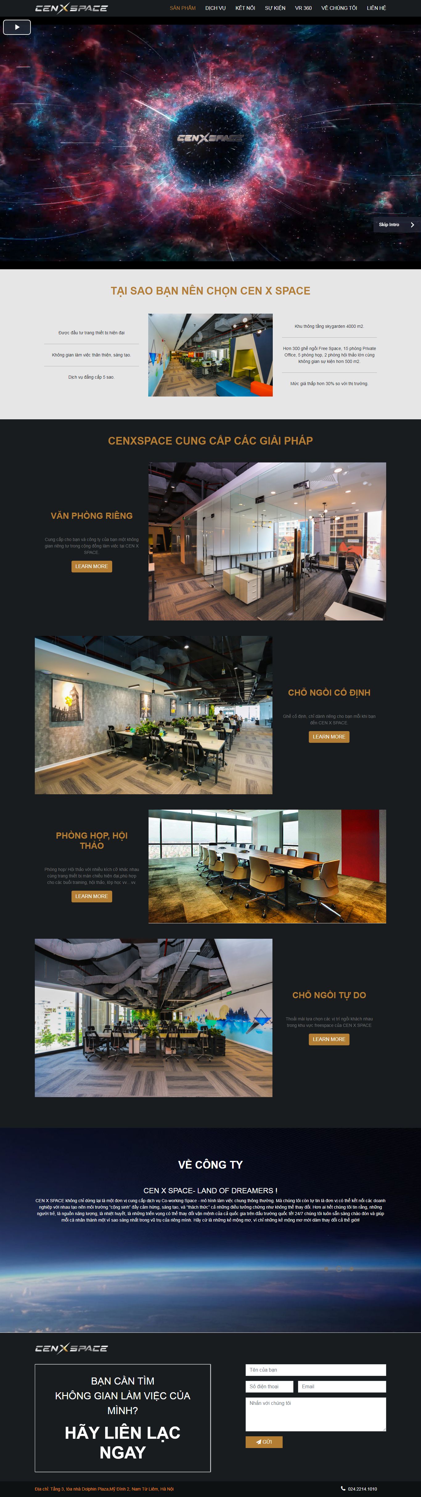 Thiết kế Web văn phòng chia sẻ - cenxspace.vn