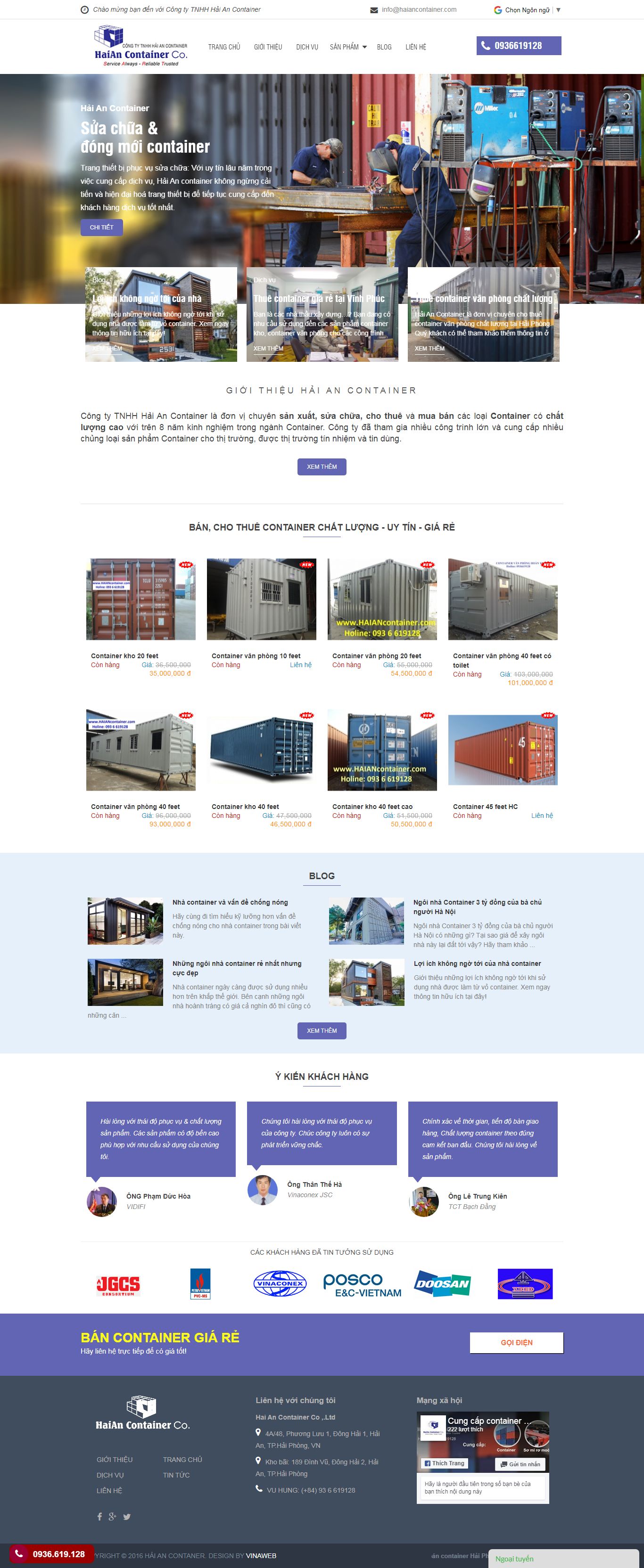 Thiết kế Web mua bán container - haiancontainer.com
