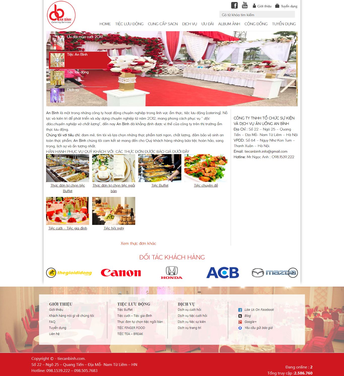 Thiết kế Web đặt tiệc buffet - tiecanbinh.com