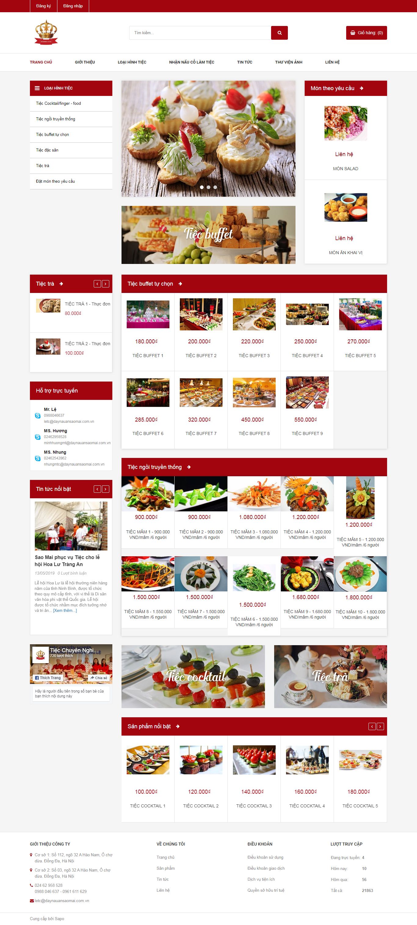 Thiết kế Web đặt tiệc buffet - cotiecviet.com