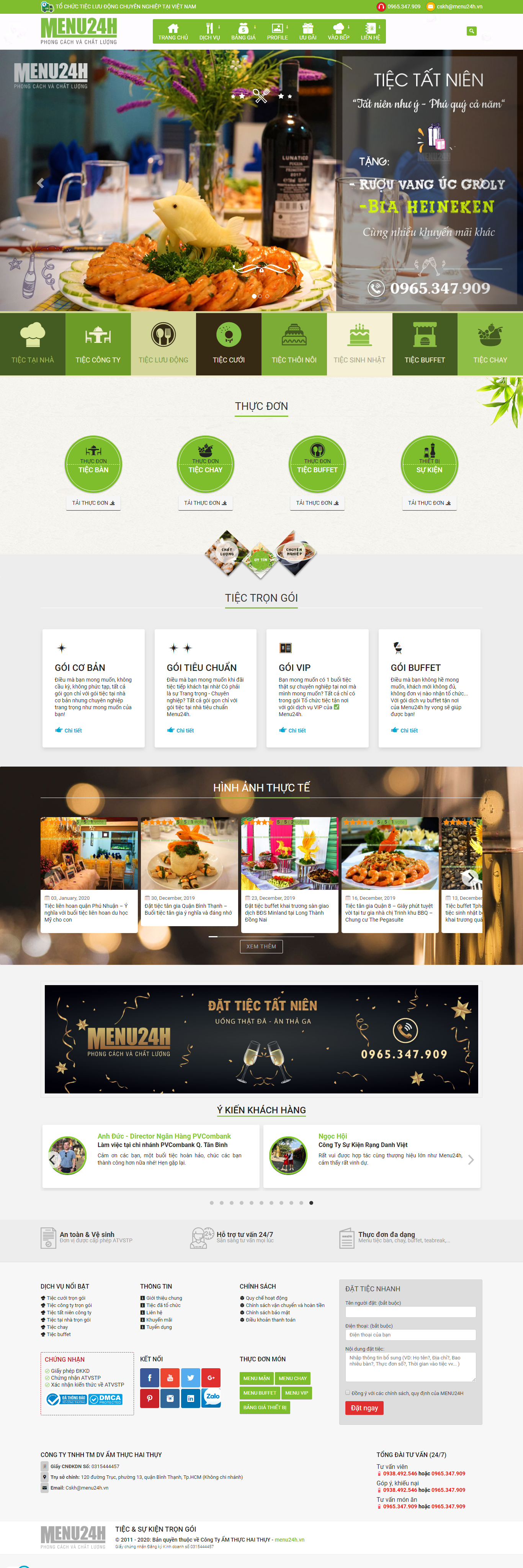 Thiết kế Web đặt tiệc buffet - menu24h.vn