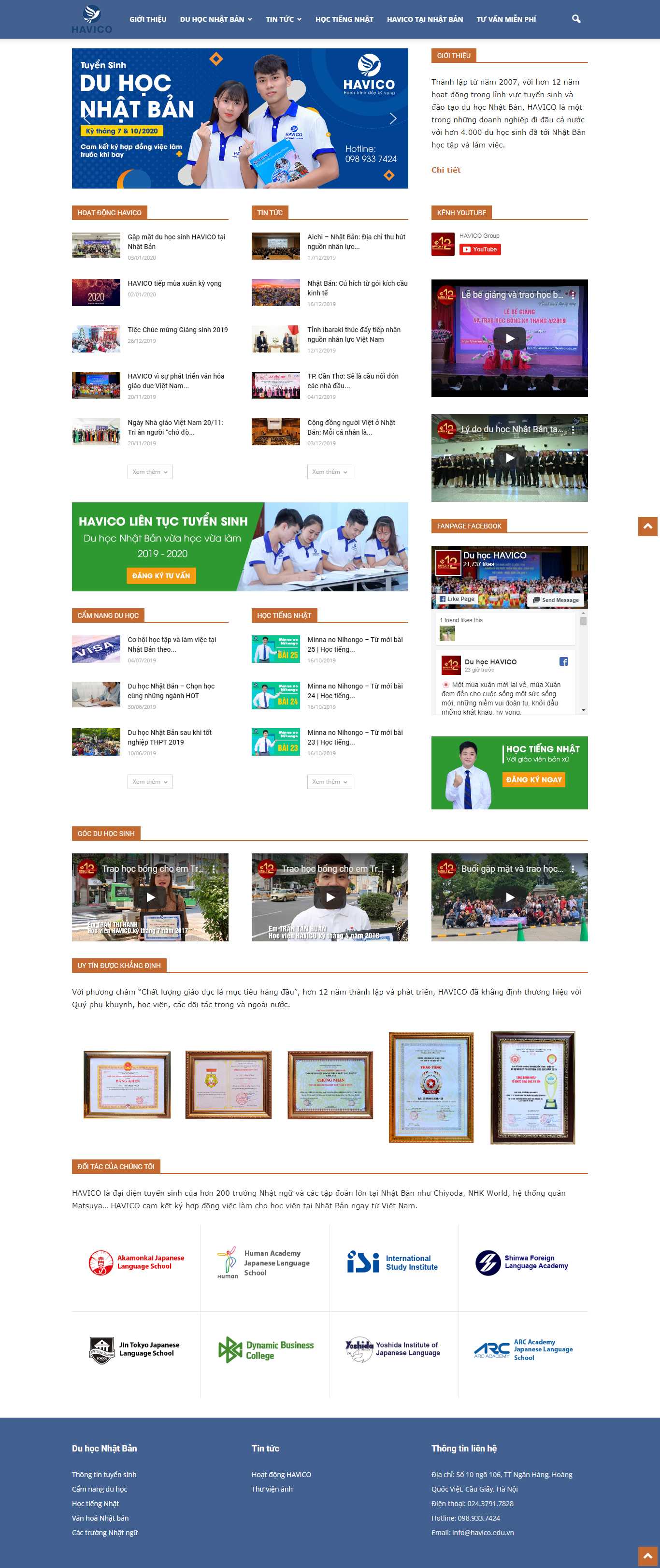 Thiết kế web du học nhật bản - havico.edu.vn