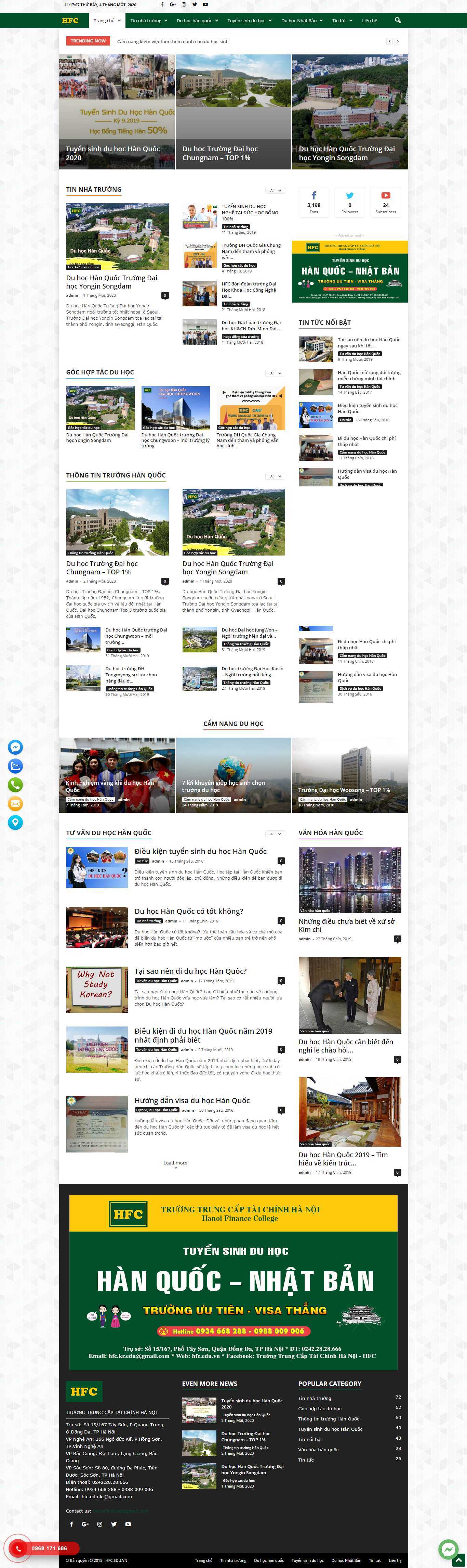 Thiết kế web du học hàn quốc - www.hfc.edu.vn