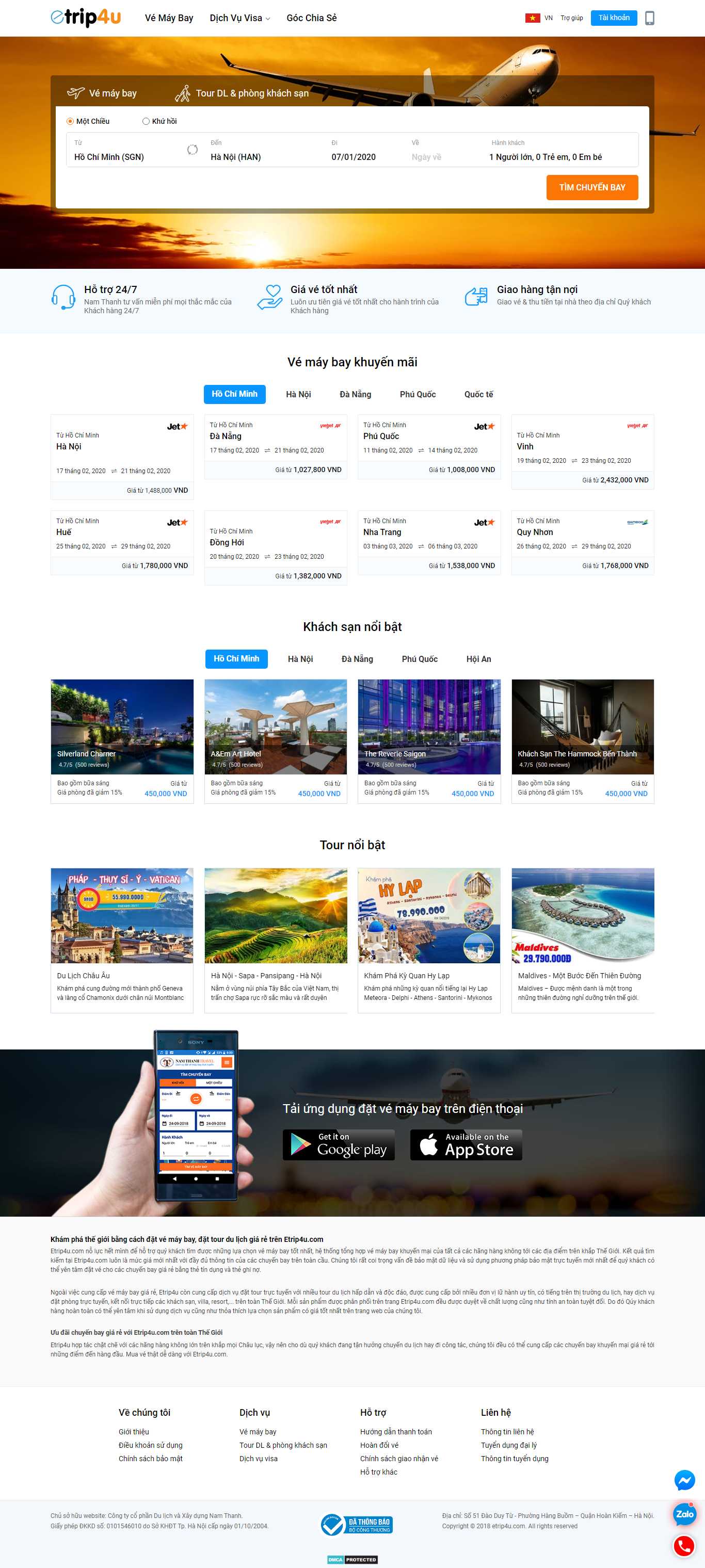 Thiết kế web vé máy bay giá rẻ - www.etrip4u.com