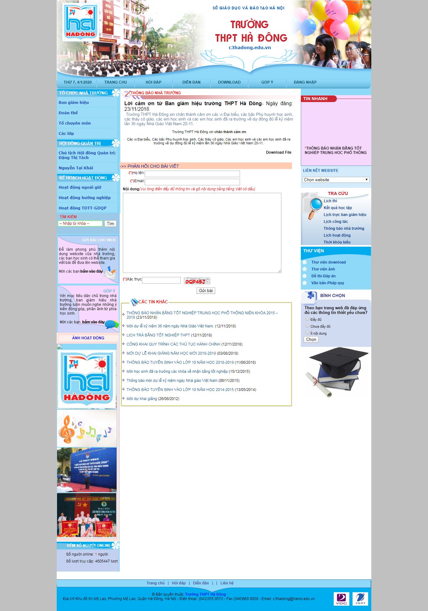 Thiết kế Web trung học phổ thông - c3hadong.edu.vn