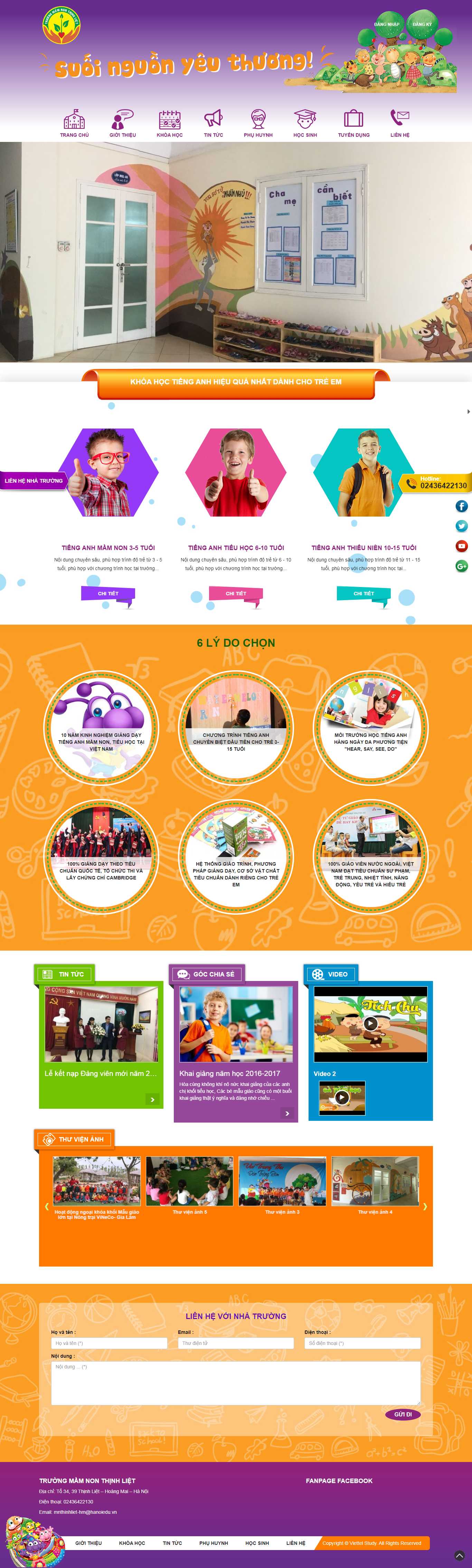 Thiết kế web trường mầm non - mnthinhliet-hoangmai.edu.vn