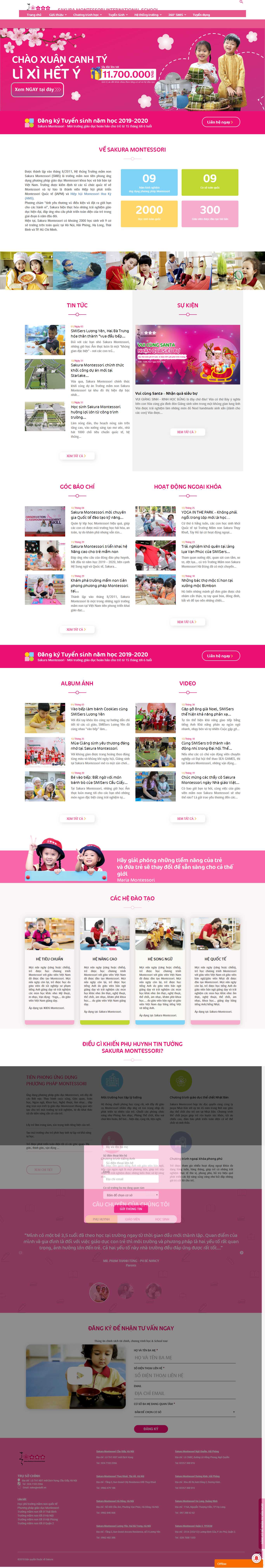 Thiết kế web trường mầm non - sakuramontessori.edu.vn