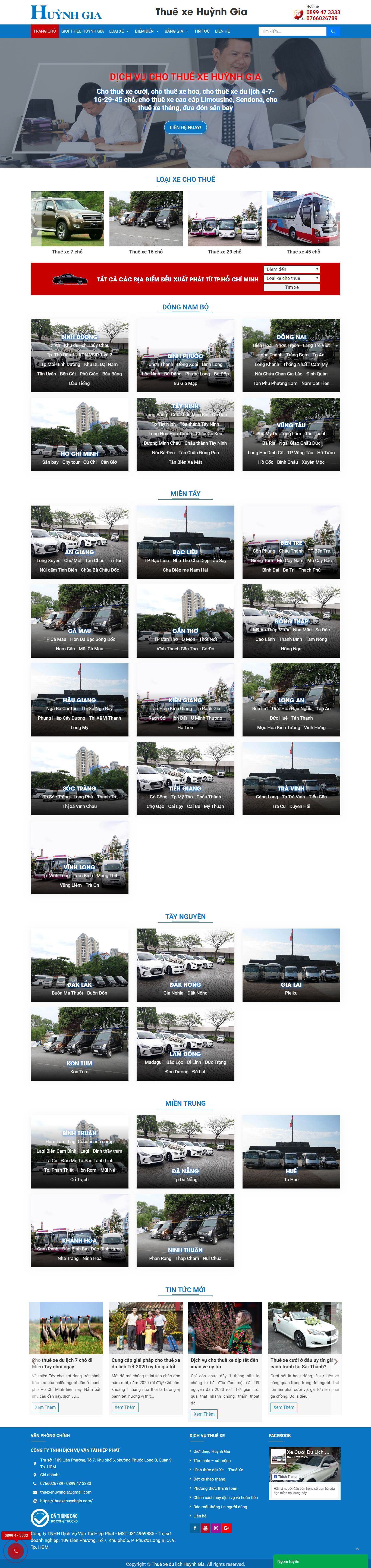 Thiết kế Web cho thuê xe du lịch - thuexehuynhgia.com