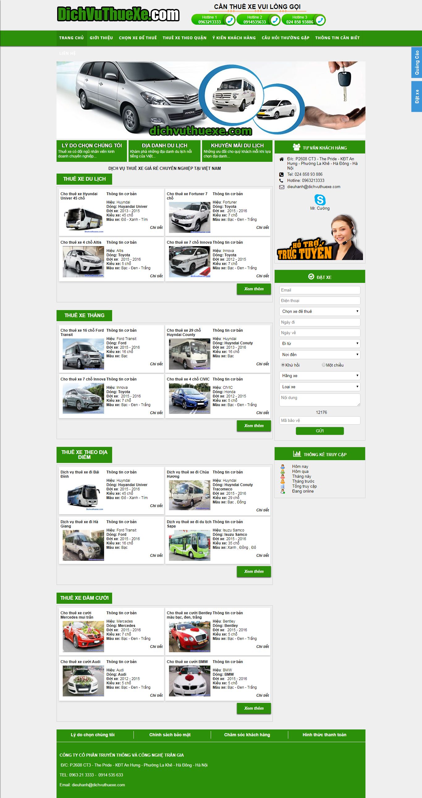 Thiết kế Web cho thuê xe ô tô - dichvuthuexe.com