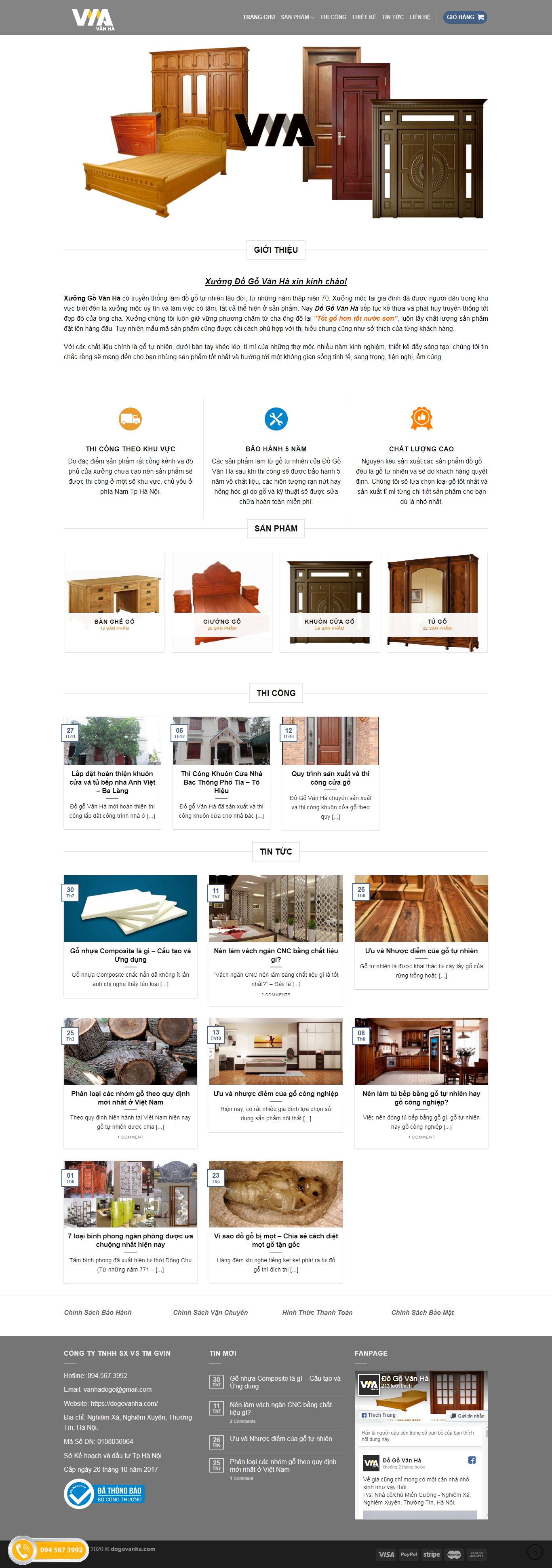 Thiết kế Web xưởng gỗ - dogovanha.com