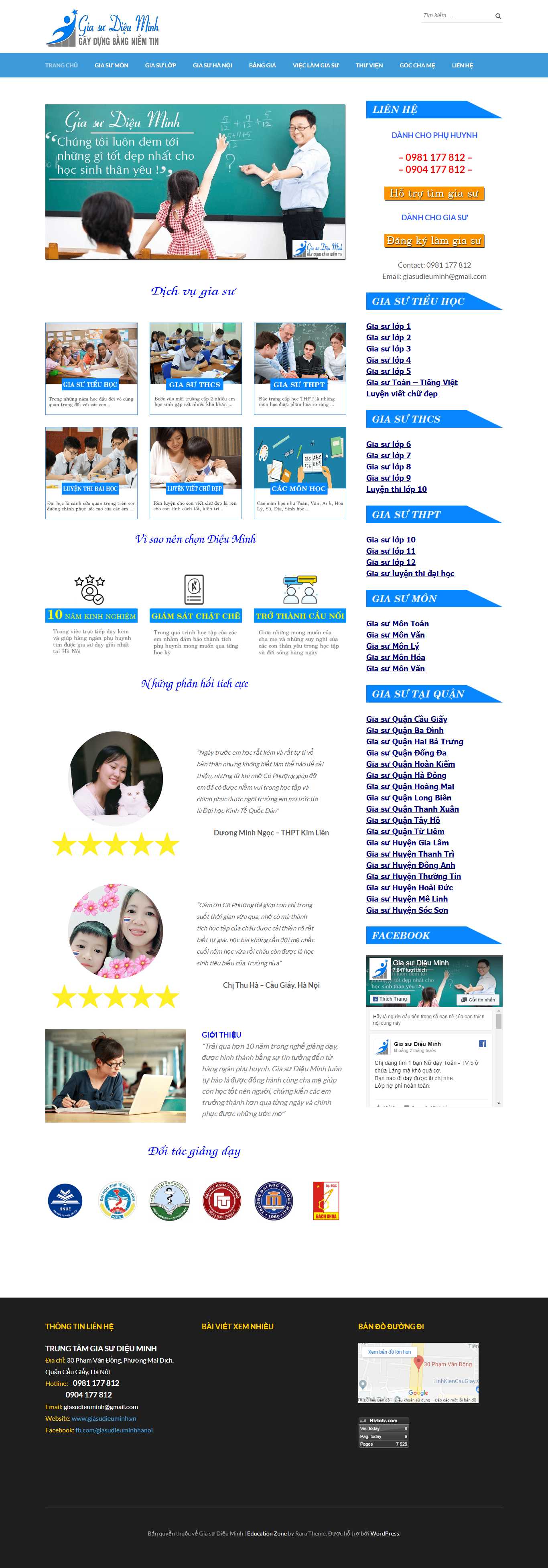 Thiết kế web trung tâm gia sư - giasudieuminh.vn