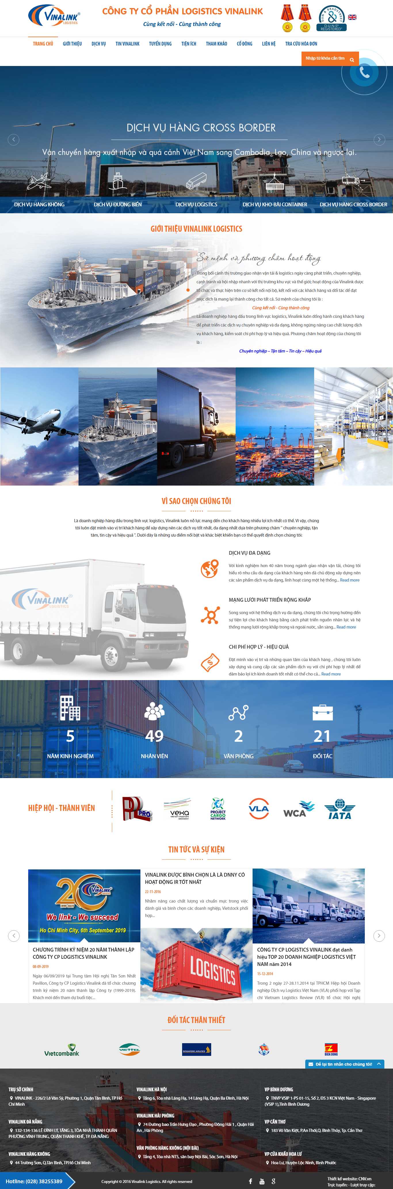 Thiết kế web dịch vụ Logistics - vinalinklogistics.com