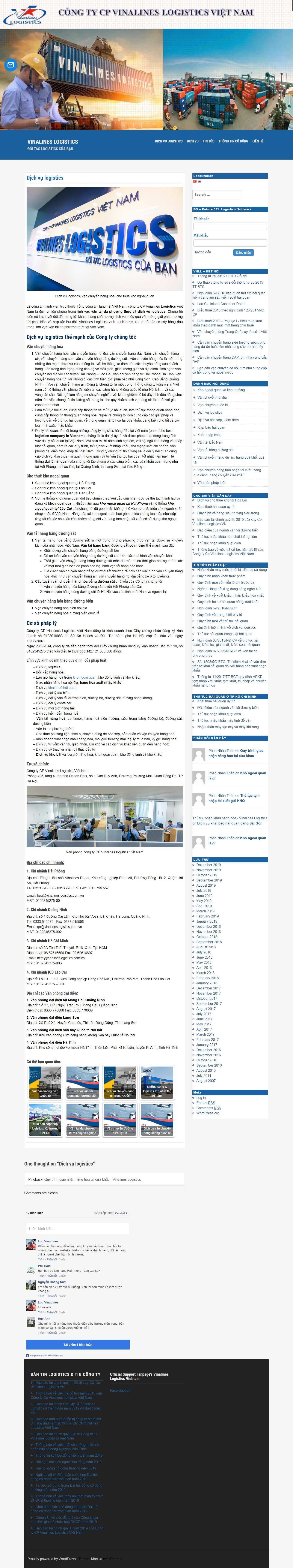 Thiết kế web dịch vụ Logistics - vnll.com.vn