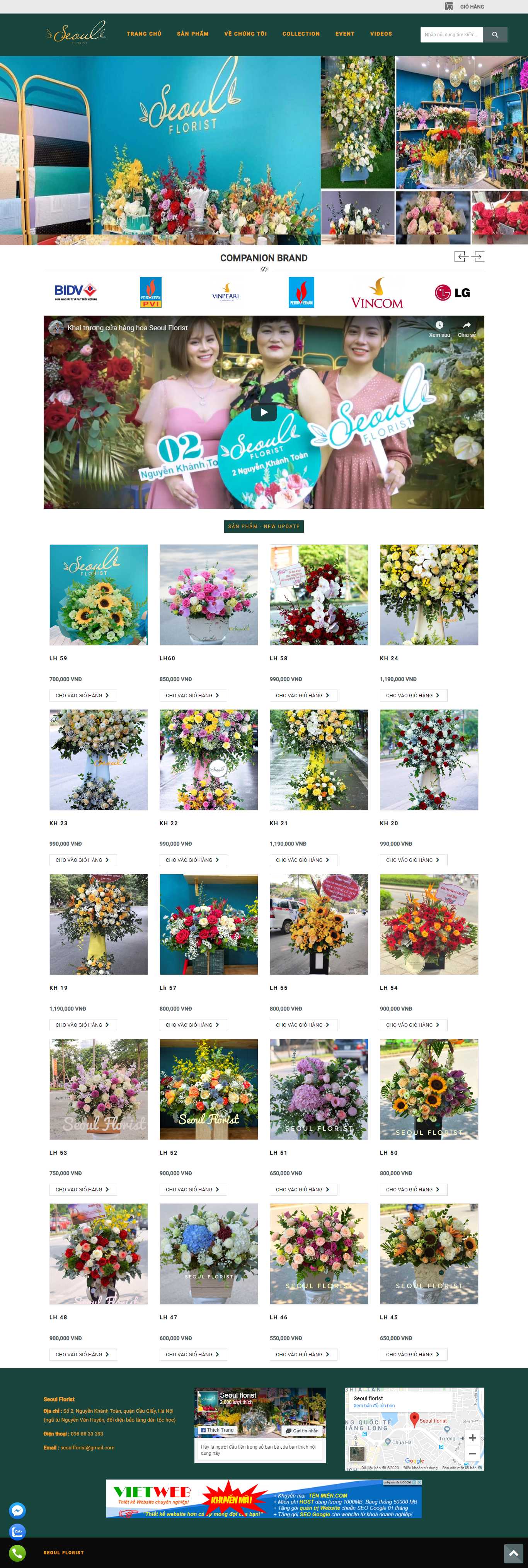 Thiết kế Web shop bán hoa - seoulflorist.vn
