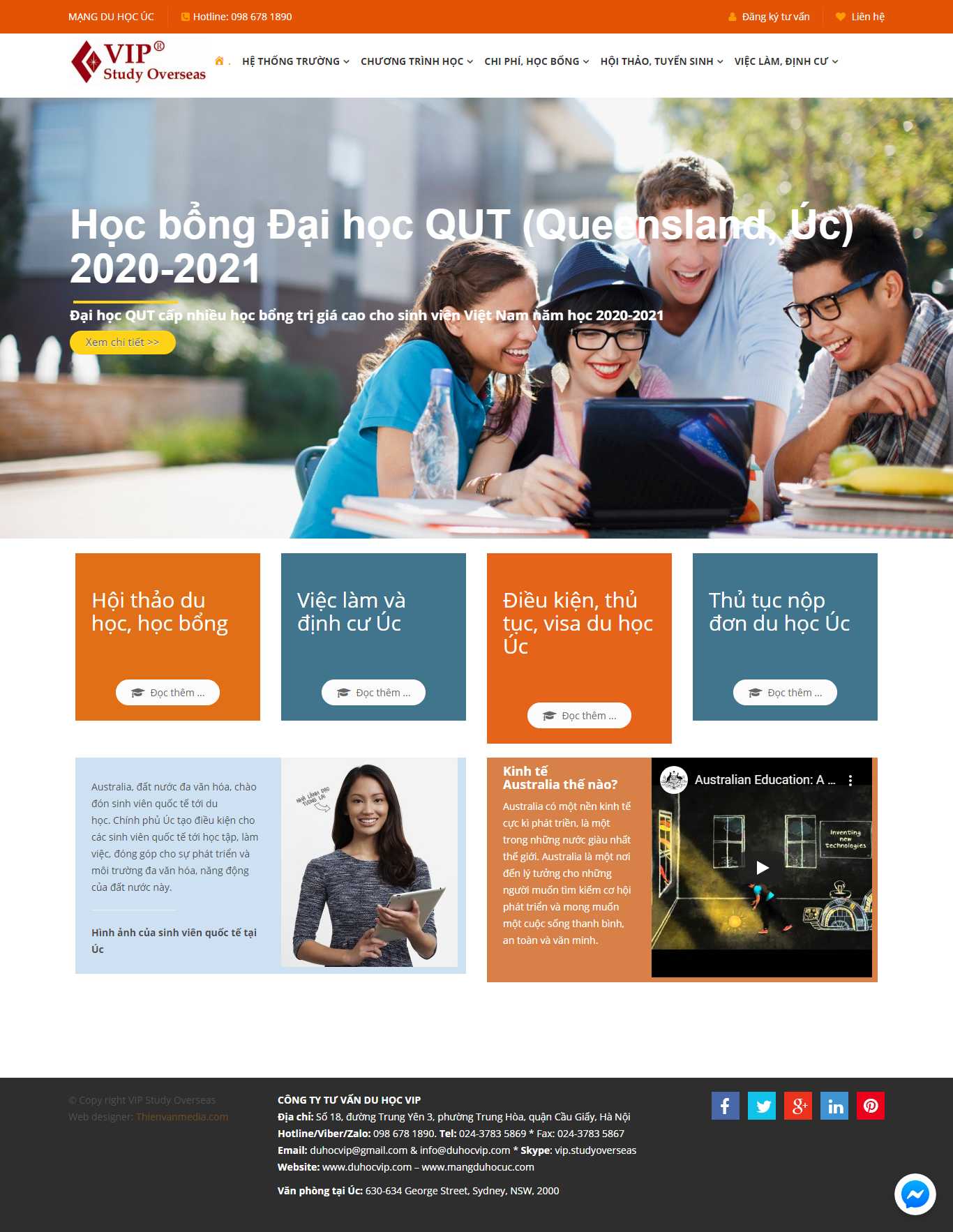 Thiết kế web du học nước ngoài - mangduhocuc.com