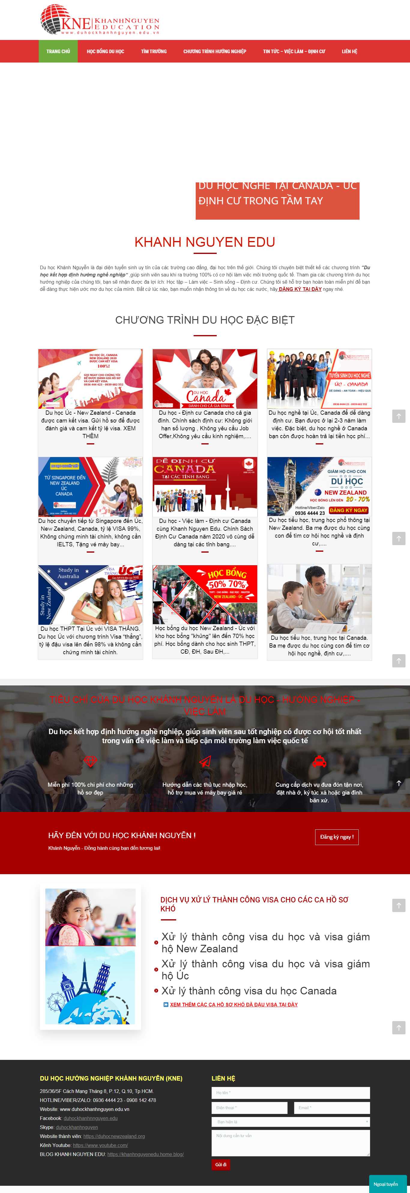Thiết kế web du học nước ngoài - duhockhanhnguyen.edu.vn