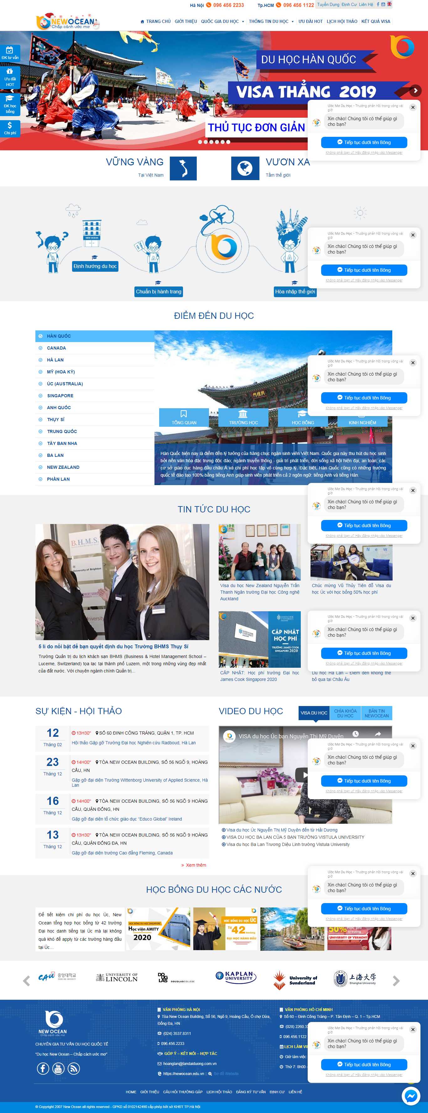 Thiết kế web du học nước ngoài - newocean.edu.vn