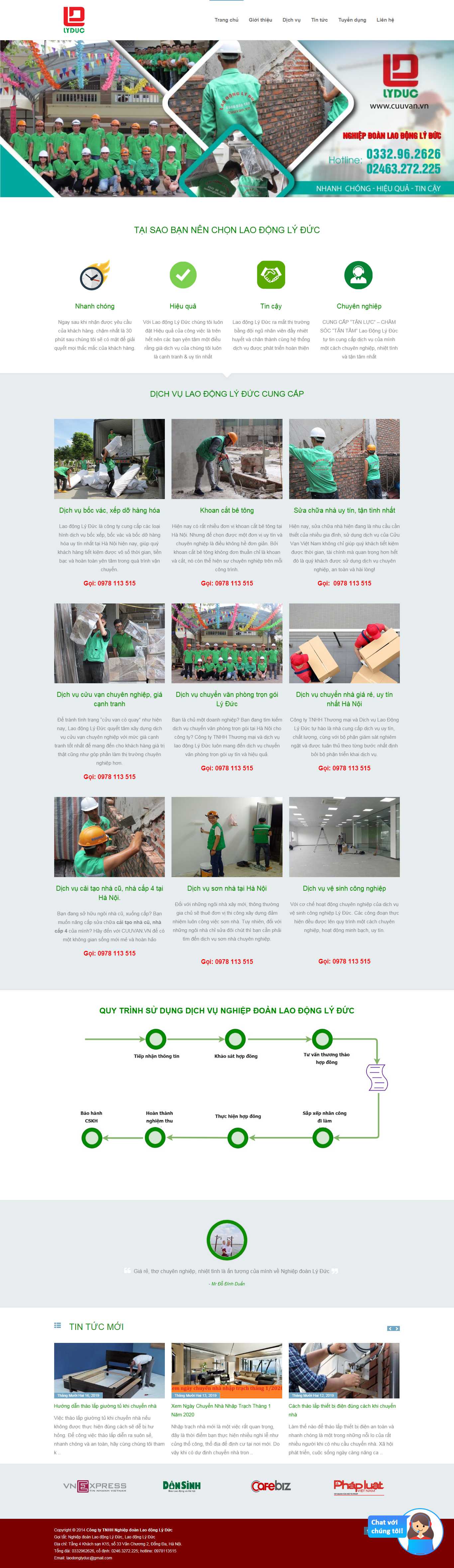 Thiết kế web sửa nhà trọn gói - cuuvan.vn
