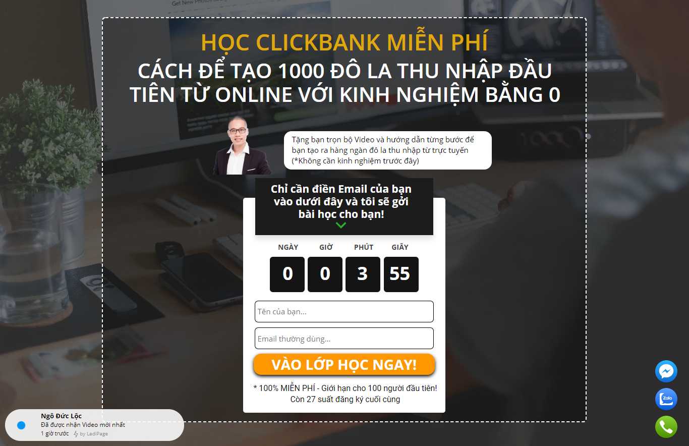 Thiết kế web kinh doanh online - www.tuhocclickbank.com
