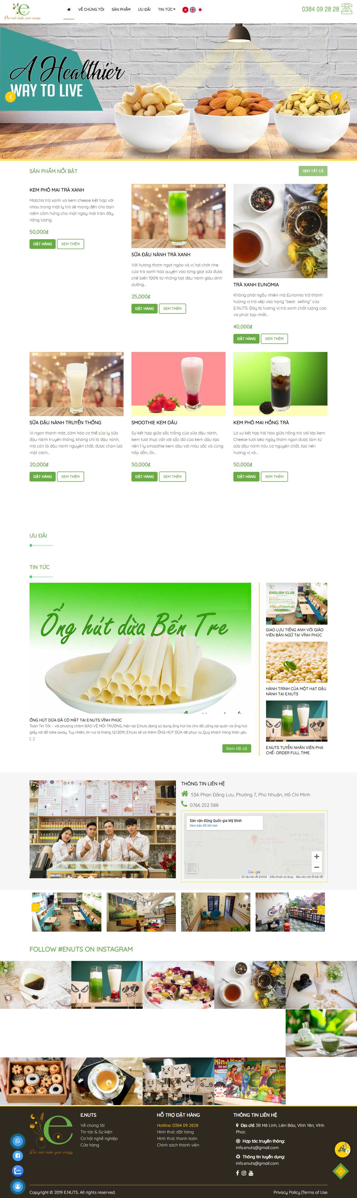 Thiết kế web quán cà fe - enuts.com.vn