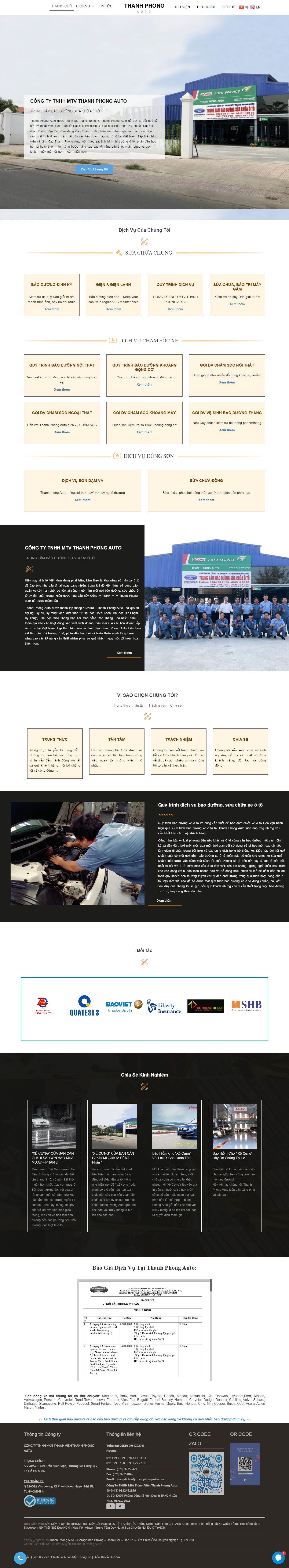 Thiết kế Web showroom sửa chữa ô tô, xe máy - thanhphongauto.com