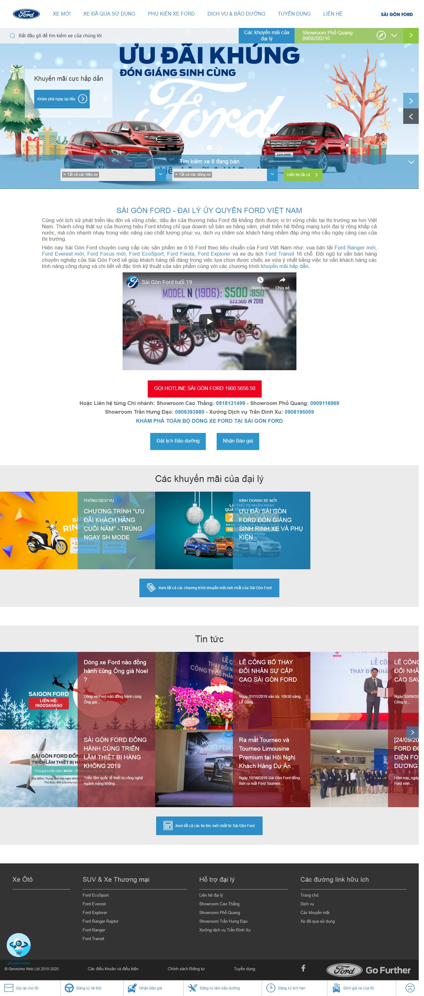 Thiết kế Web showroom sửa chữa ô tô, xe máy - www.saigonford.com.vn