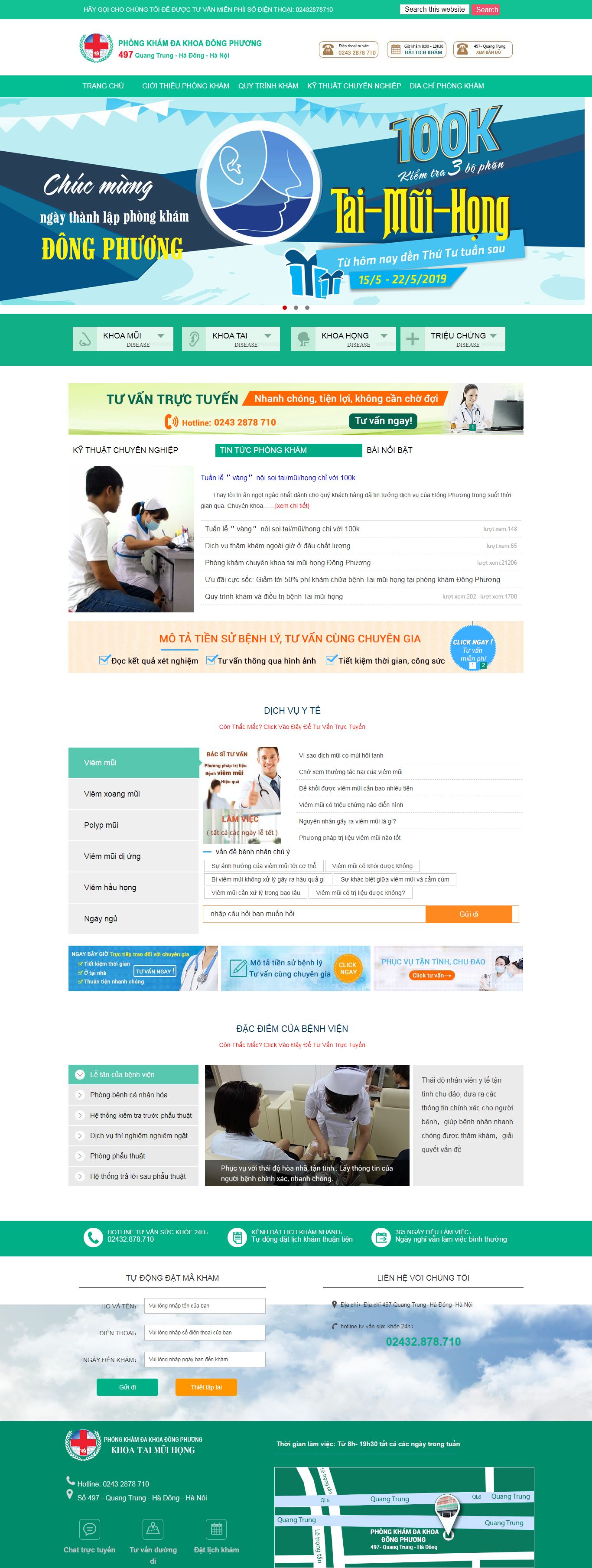 Thiết kế Web phòng khám tai mũi họng - benhvientaimuihong.net