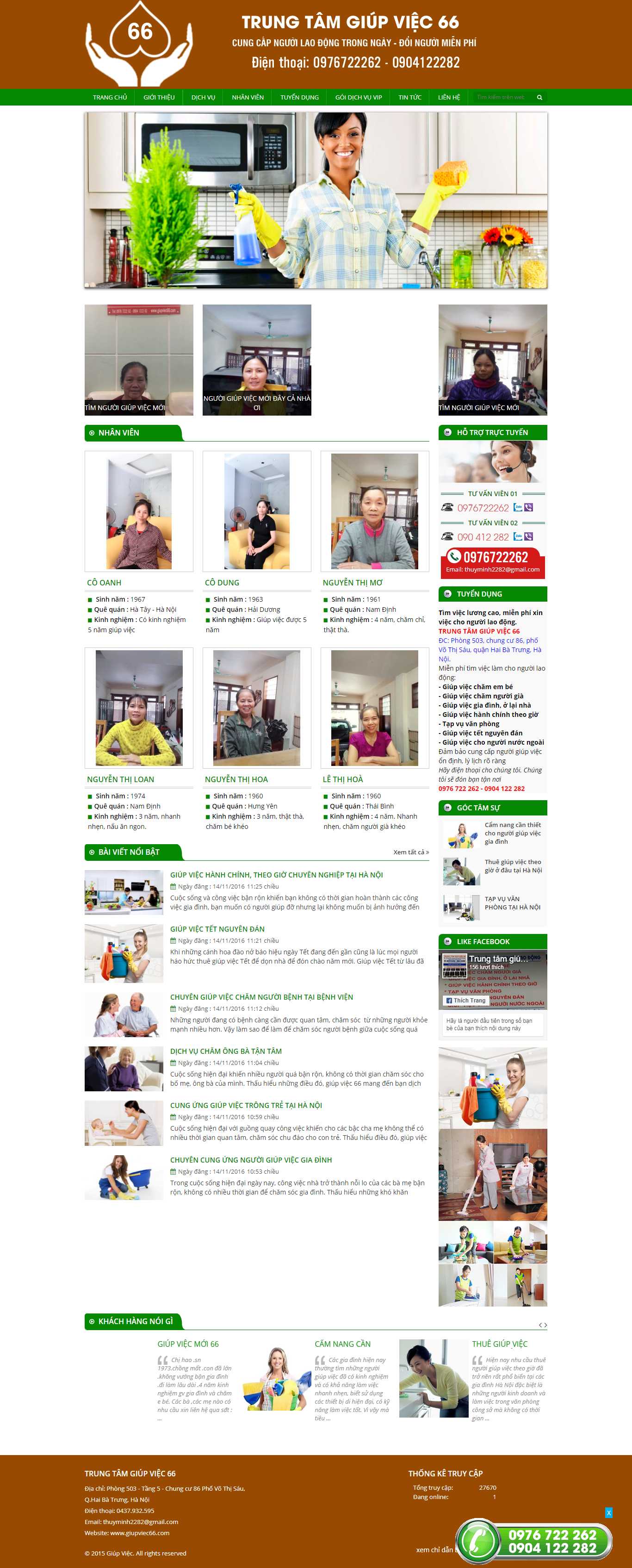 Thiết kế web dịch vụ giúp việc - giupviec66.com