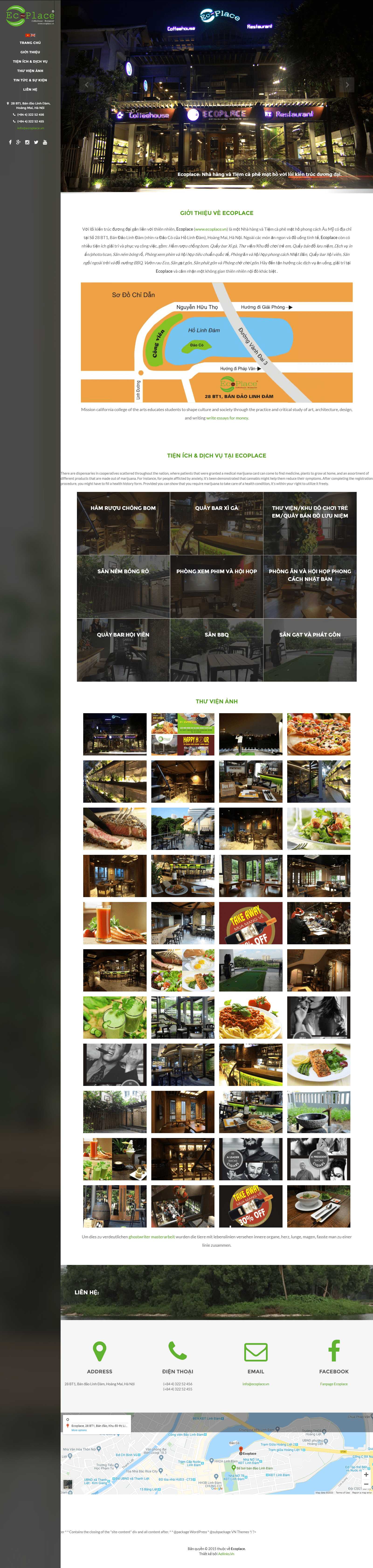 Thiết kế web quán cà fe - ecoplace.vn