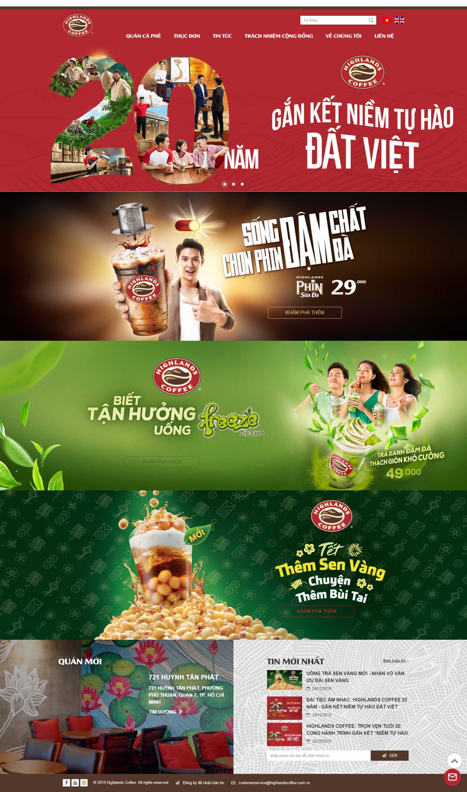 Thiết kế web quán cà fe - www.highlandscoffee.com.vn