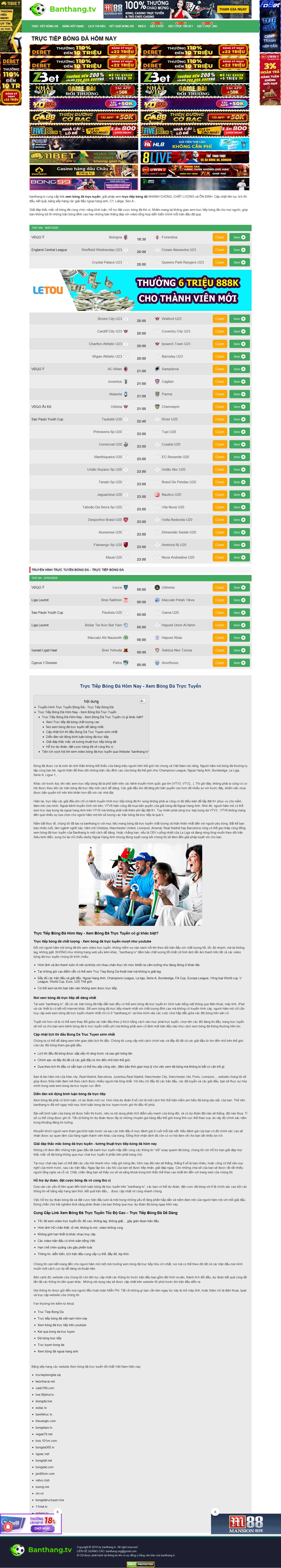 Thiết kế web bóng đá - banthang.tv