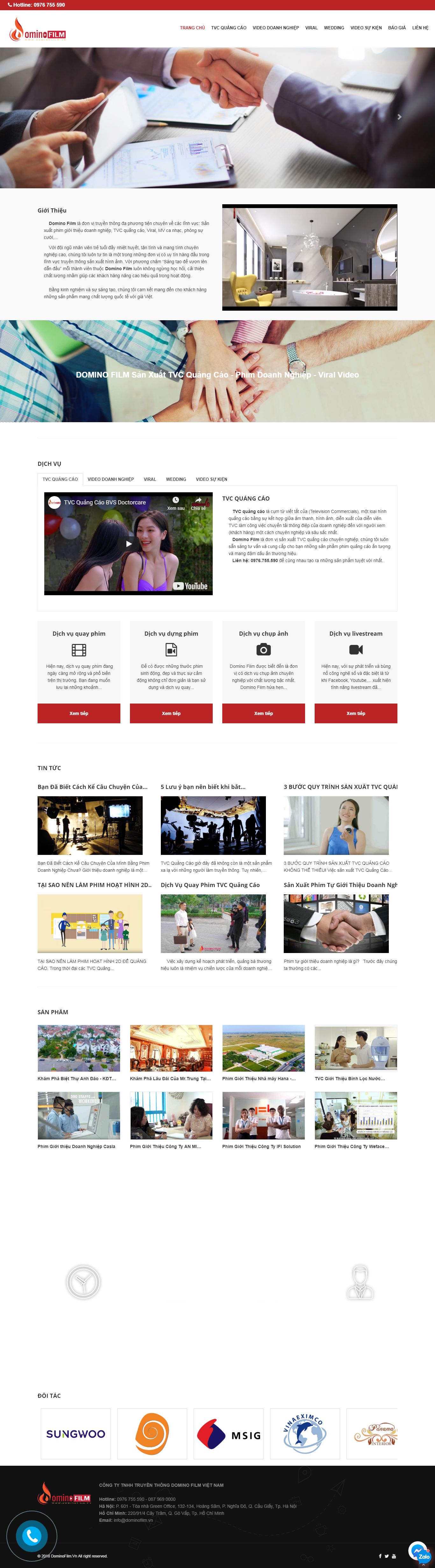 Thiết kế Web dịch vụ quay phim chụp hình - dominofilm.vn