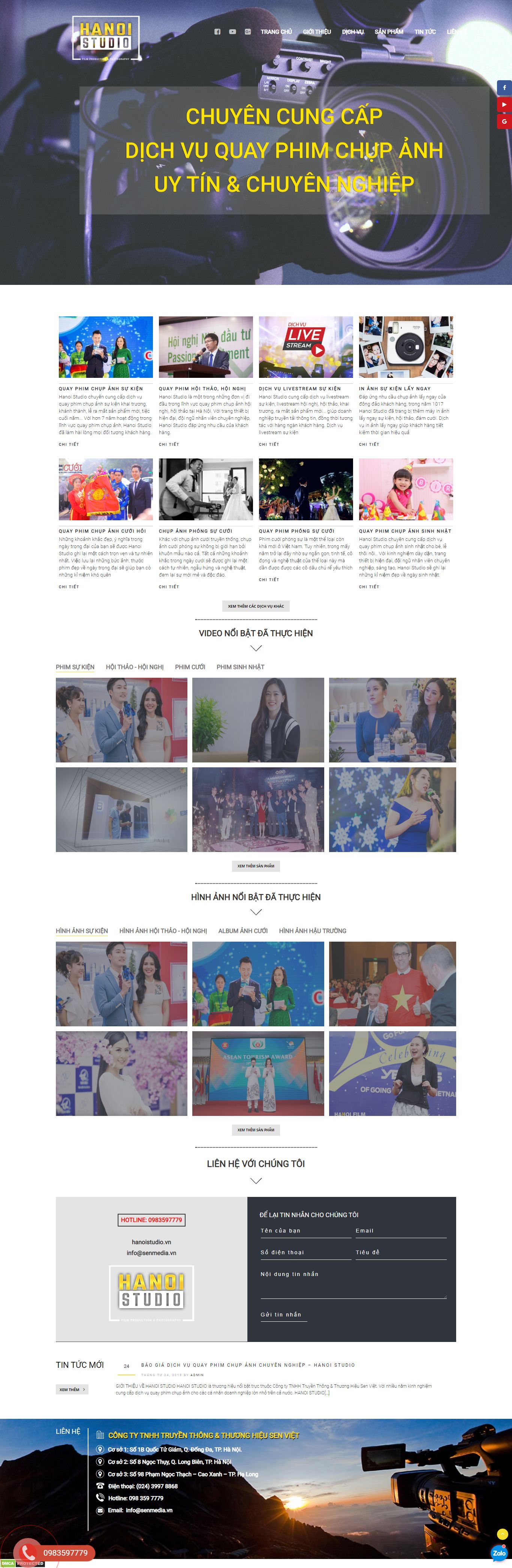 Thiết kế Web dịch vụ quay phim chụp hình - www.hanoistudio.vn