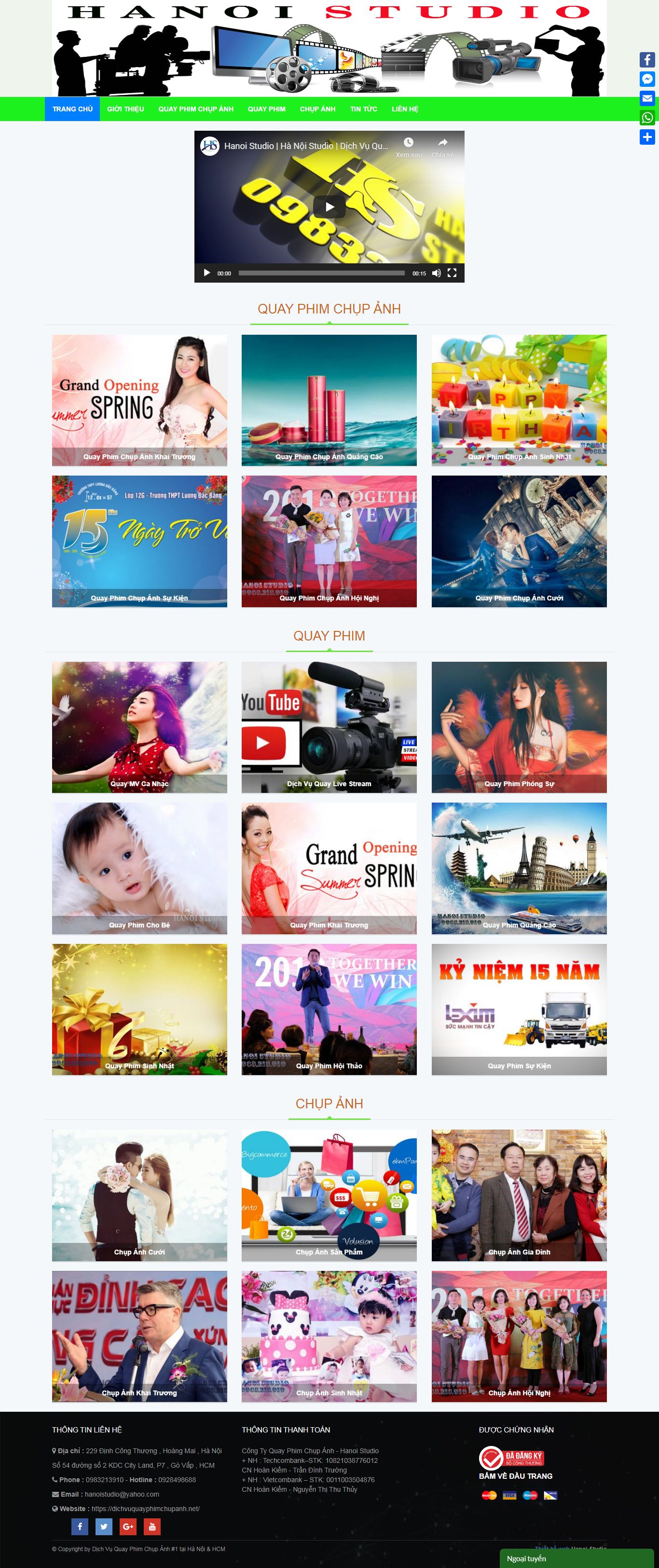 Thiết kế Web dịch vụ quay phim chụp hình - dichvuquayphimchupanh.net