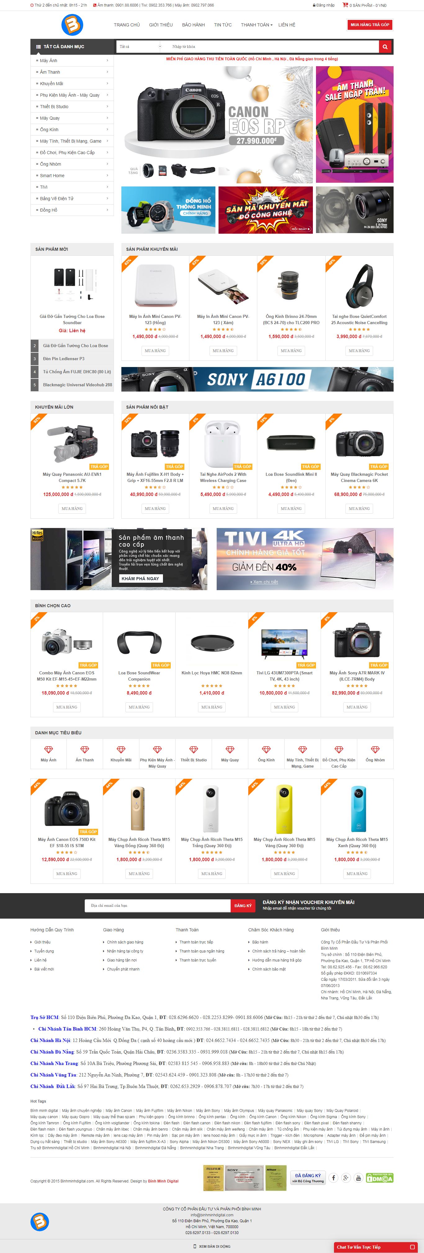Thiết kế Web bán máy ảnh - binhminhdigital.com