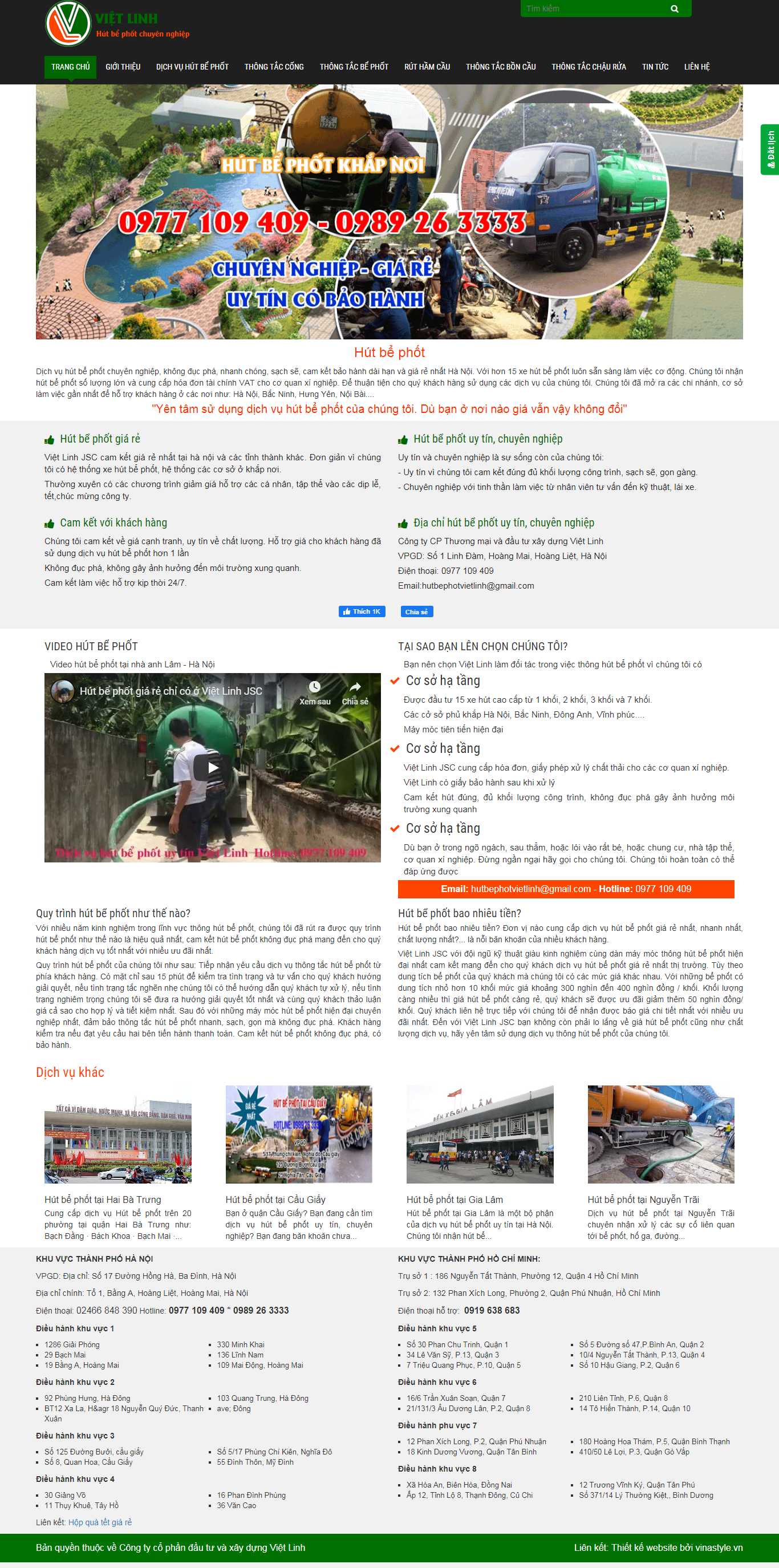 Thiết kế Web dịch vụ thông tắc công - hutbephot33.com