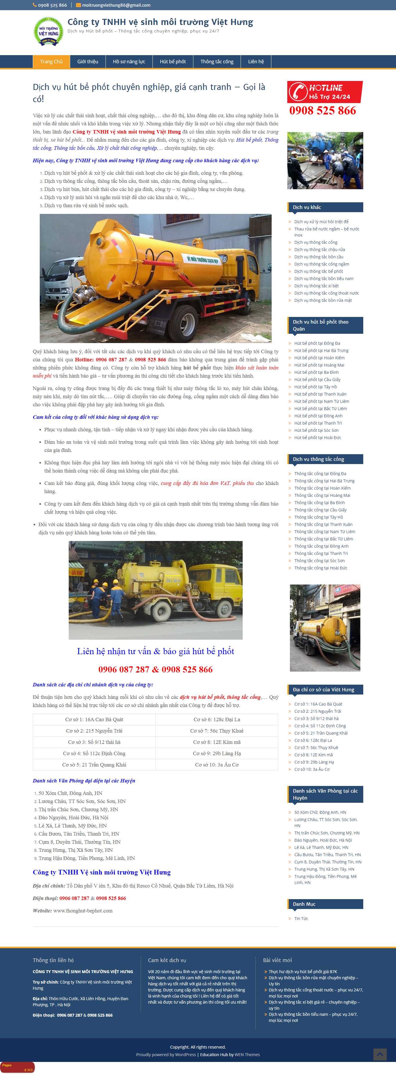 Thiết kế Web dịch vụ hút bể phốt - thonghut-bephot.com