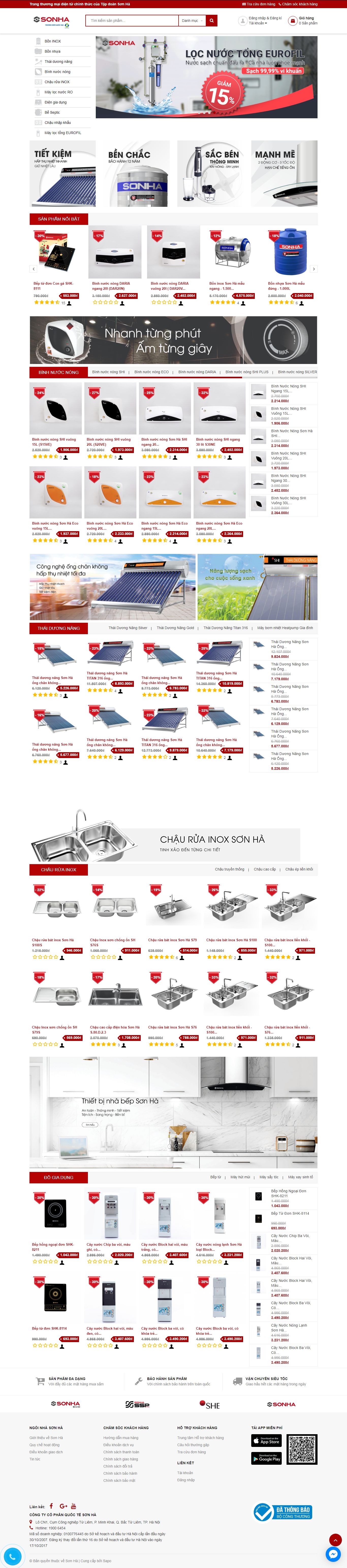 Thiết kế Web bán máy năng lượng mặt trời - ngoinhasonha.com