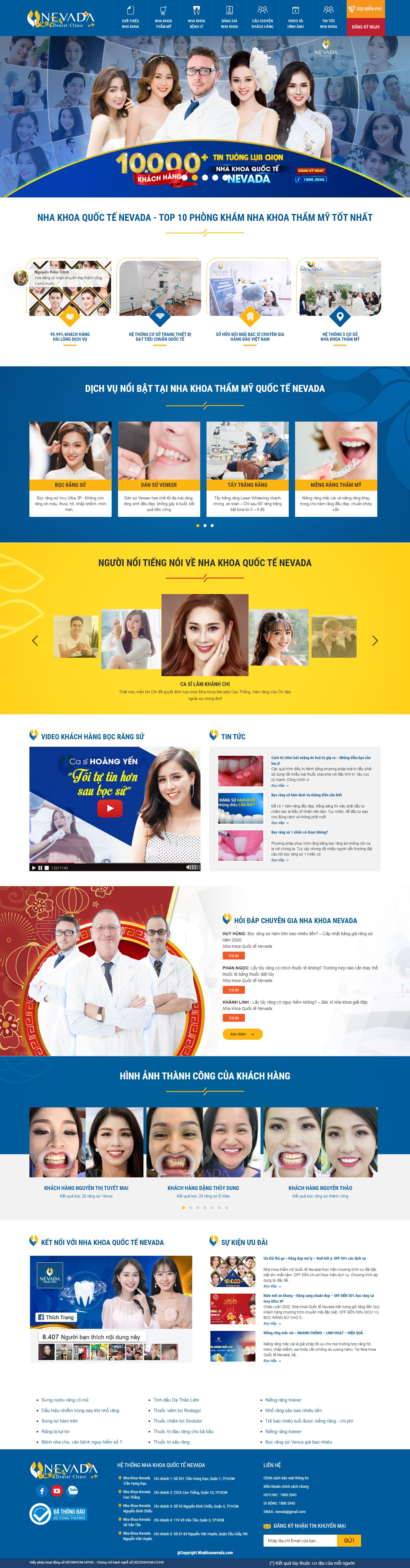 Thiết kế Web phòng khám nha khoa - nhakhoanevada.com