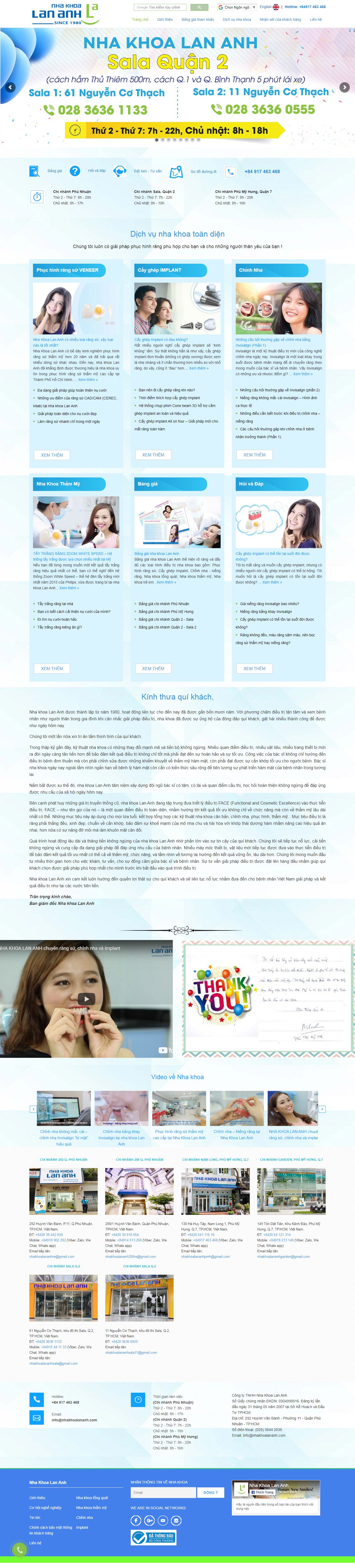 Thiết kế Web phòng khám nha khoa - nhakhoalananh.com