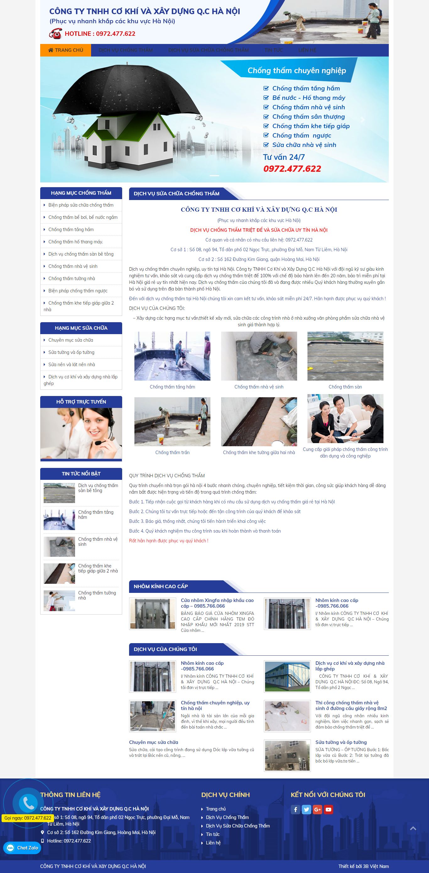 Thiết kế Web chống thấm - chongthamvasuachua.com