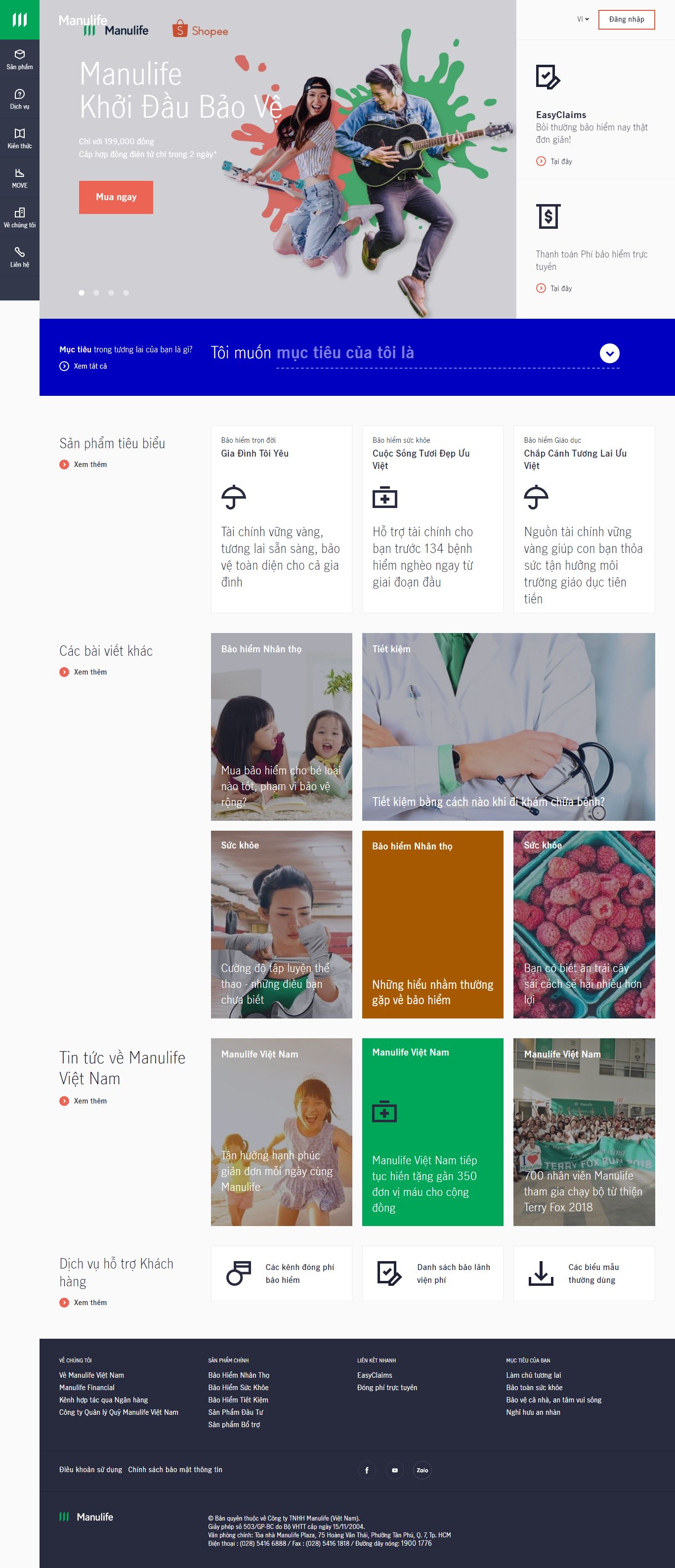 Thiết kế Web bán bảo hiểm - www.manulife.com.vn