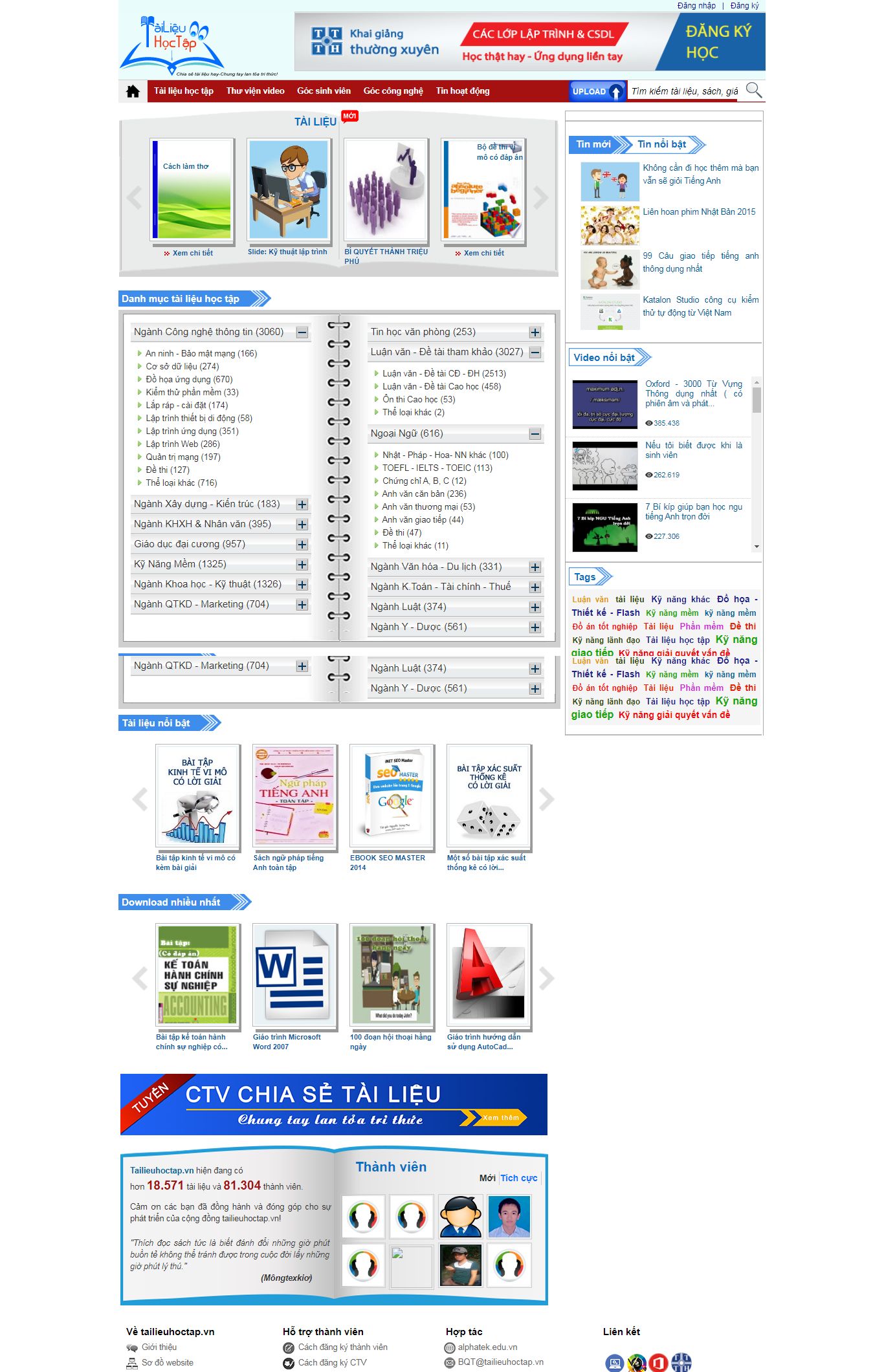 Thiết kế Web bán, chia sẻ tài liệu trực tuyến - tailieuhoctap.vn