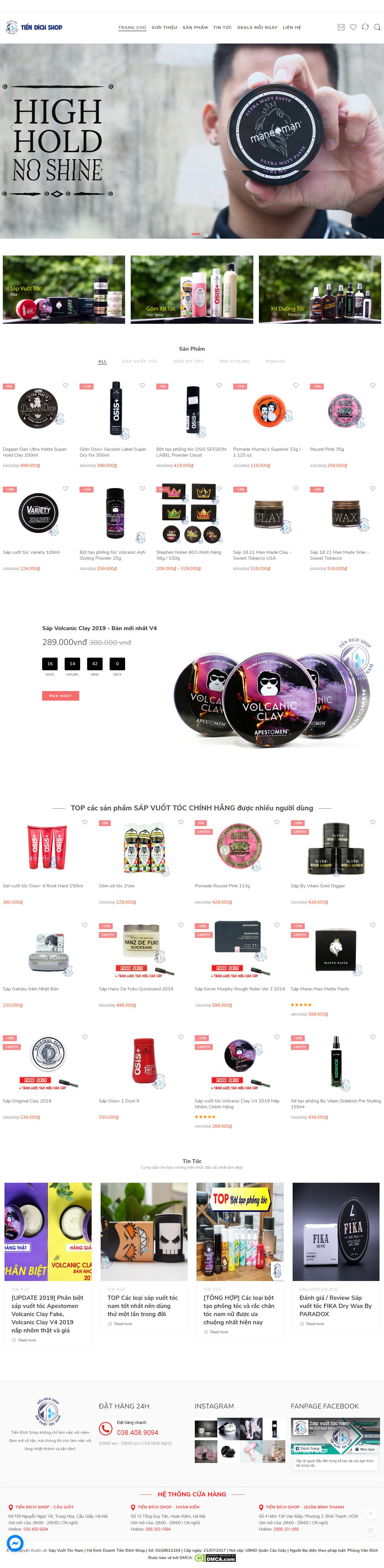 Thiết kế Web bán sáp vuốt tóc - sapvuottocnam.com