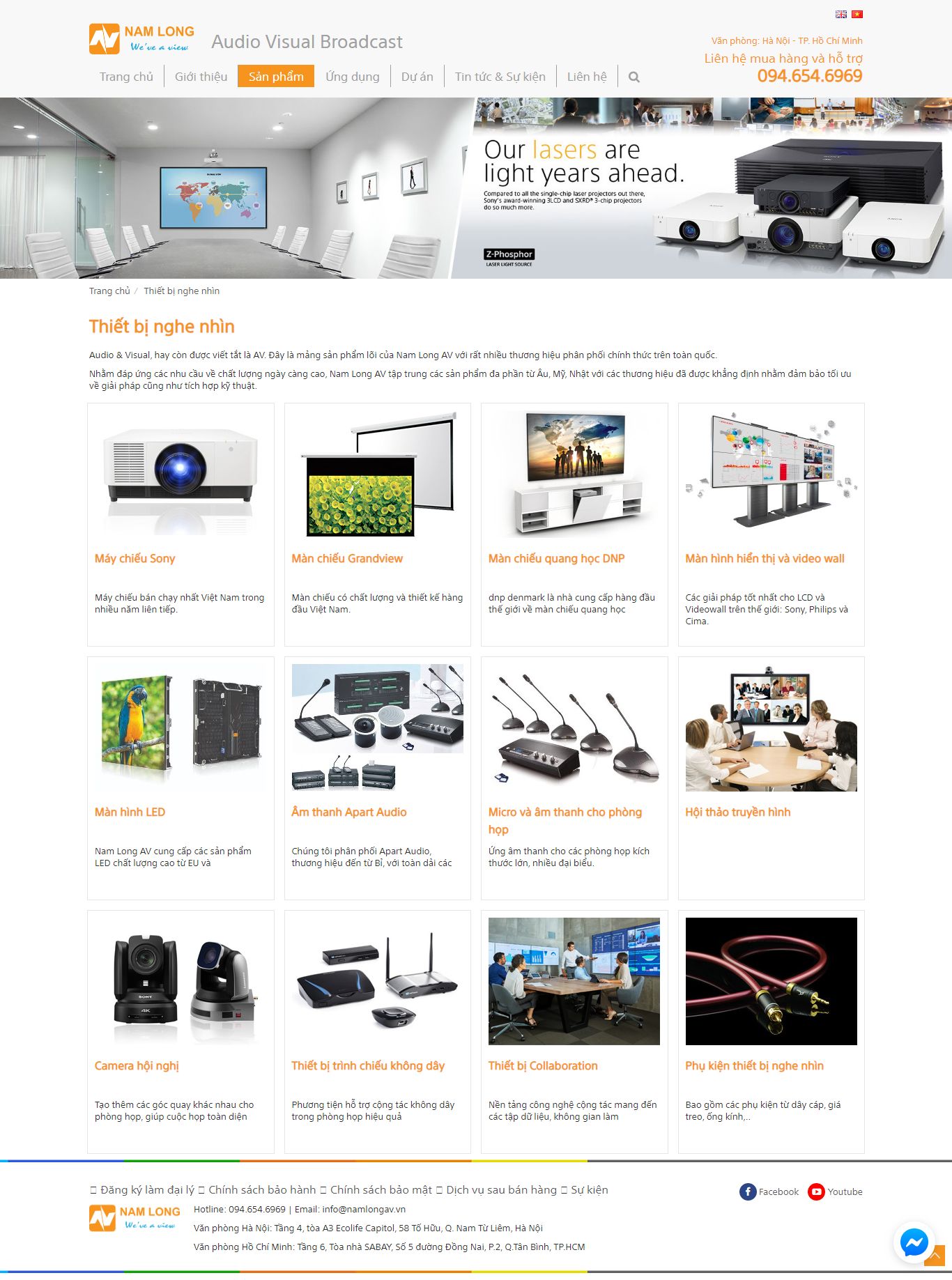 Thiết kế Web bán thiết bị nghe nhìn - namlongav.vn