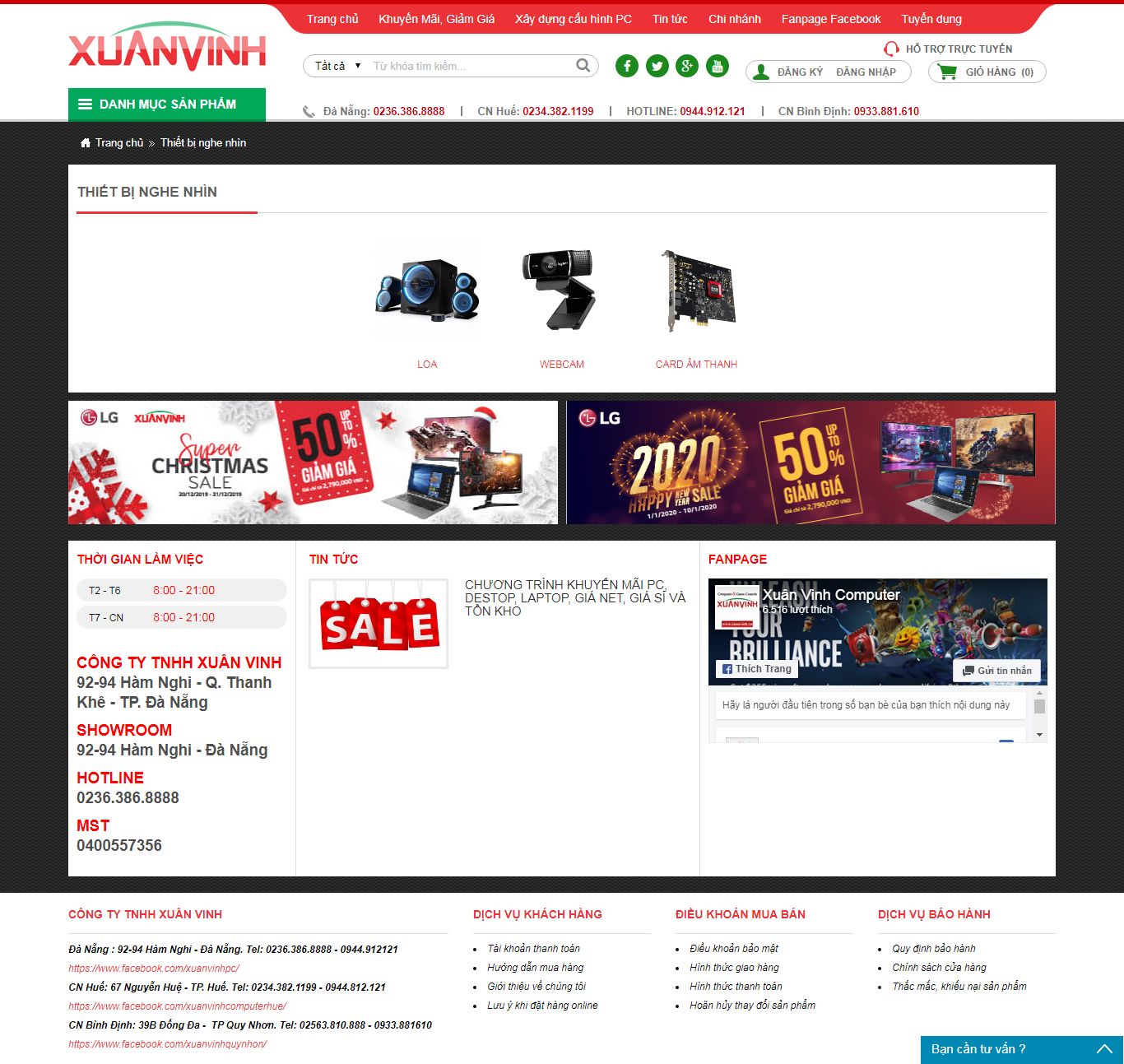 Thiết kế Web bán thiết bị nghe nhìn - xuanvinh.vn