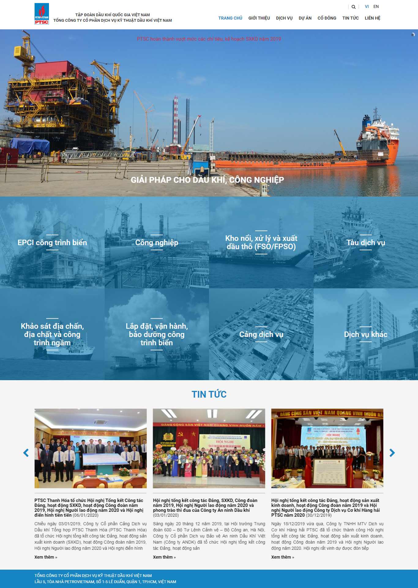 Thiết kế web dầu khí - www.ptsc.com.vn
