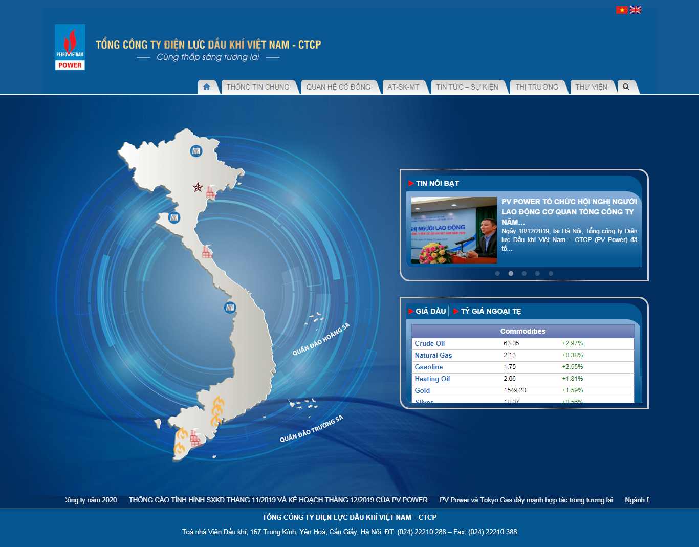Thiết kế web dầu khí - www.pvpower.vn