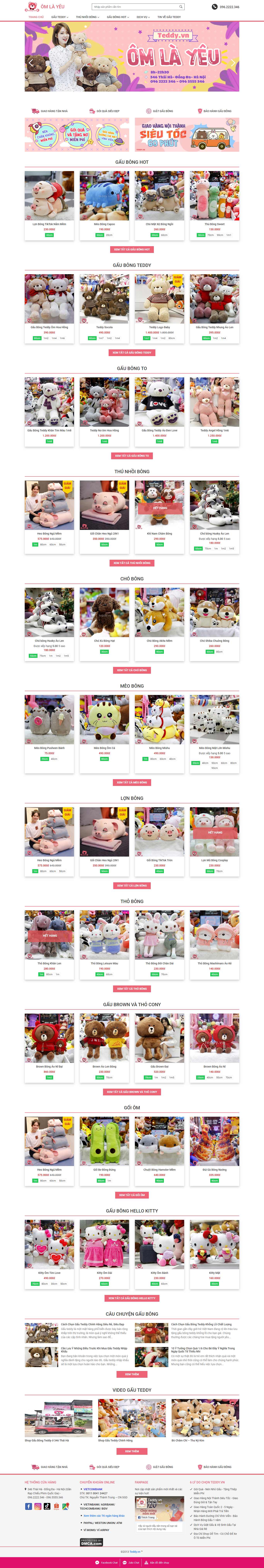 Thiết kế Web thú nhồi bông, quà lưu niệm - teddy.vn