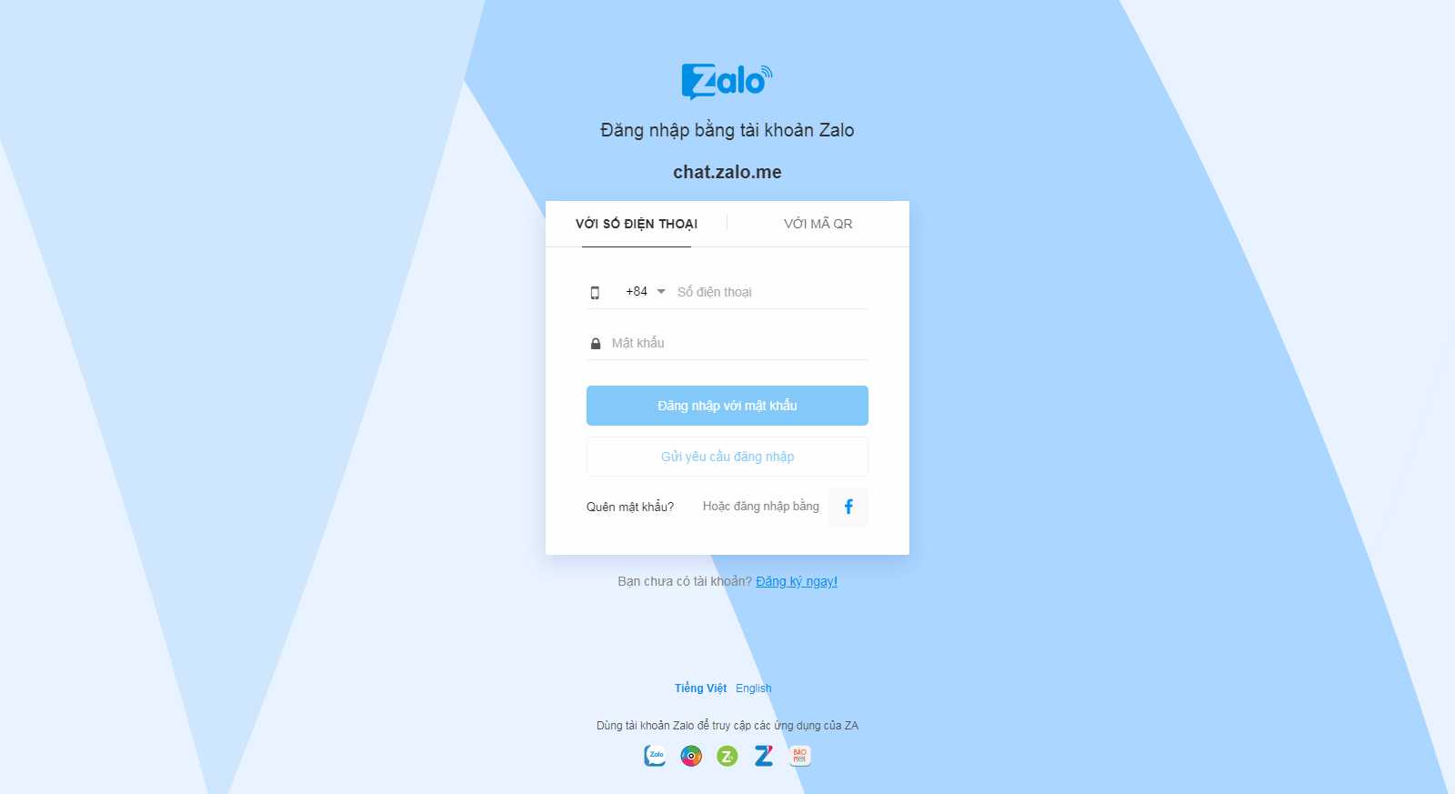 Thiết kế web mạng xã hội - id.zalo.me